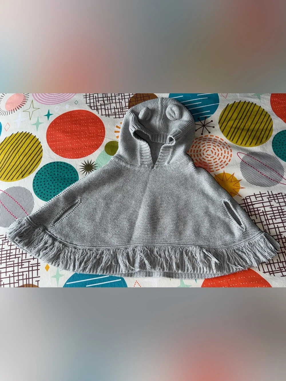 Baby GAP Light Gray Knit Hooded Poncho